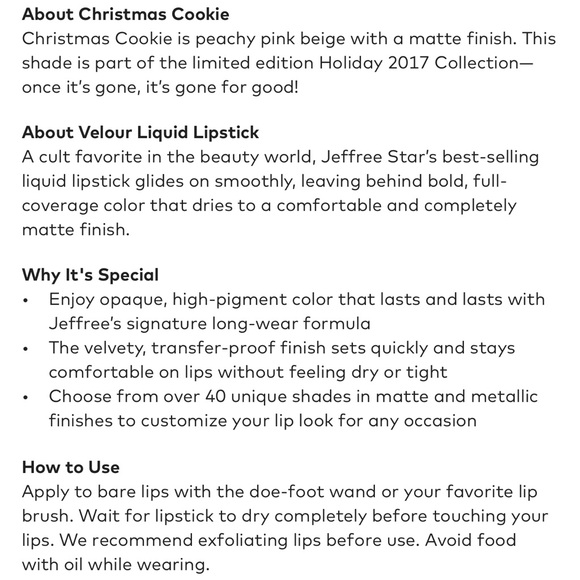 Jeffree Star Cosmetics Velour Liquid Lipstick Christmas Cookie - Picture 3 of 3